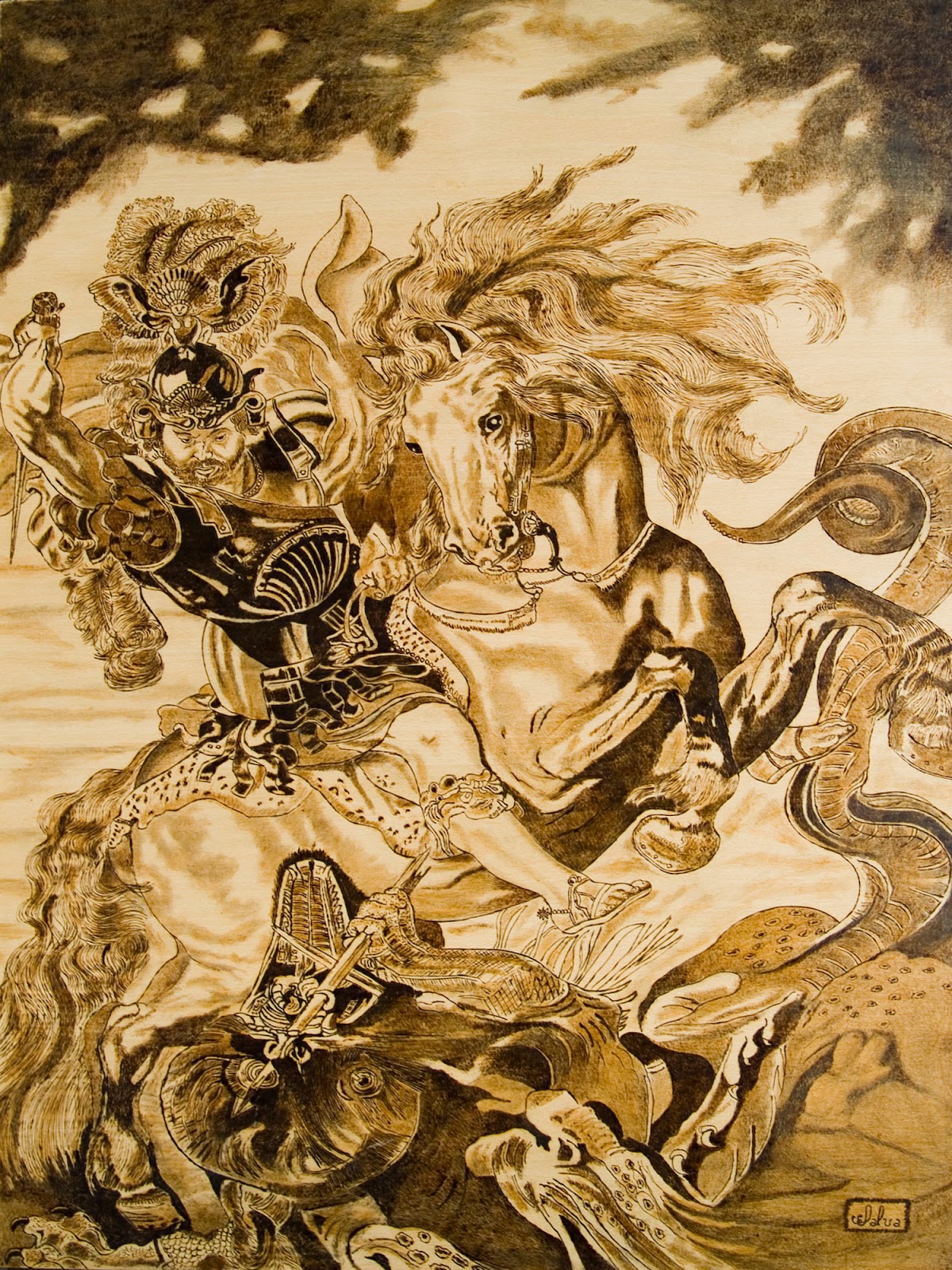 CUADROS SALVA: San Jorge luchando con el dragon-80X122 cm.