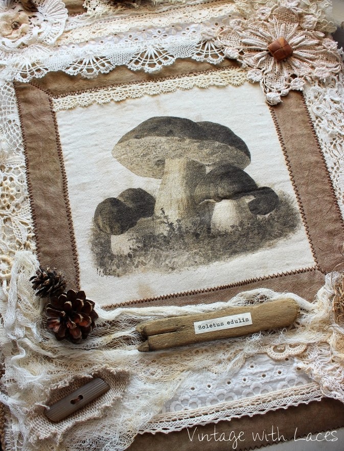 Mushroom Collage - Vintage with Laces