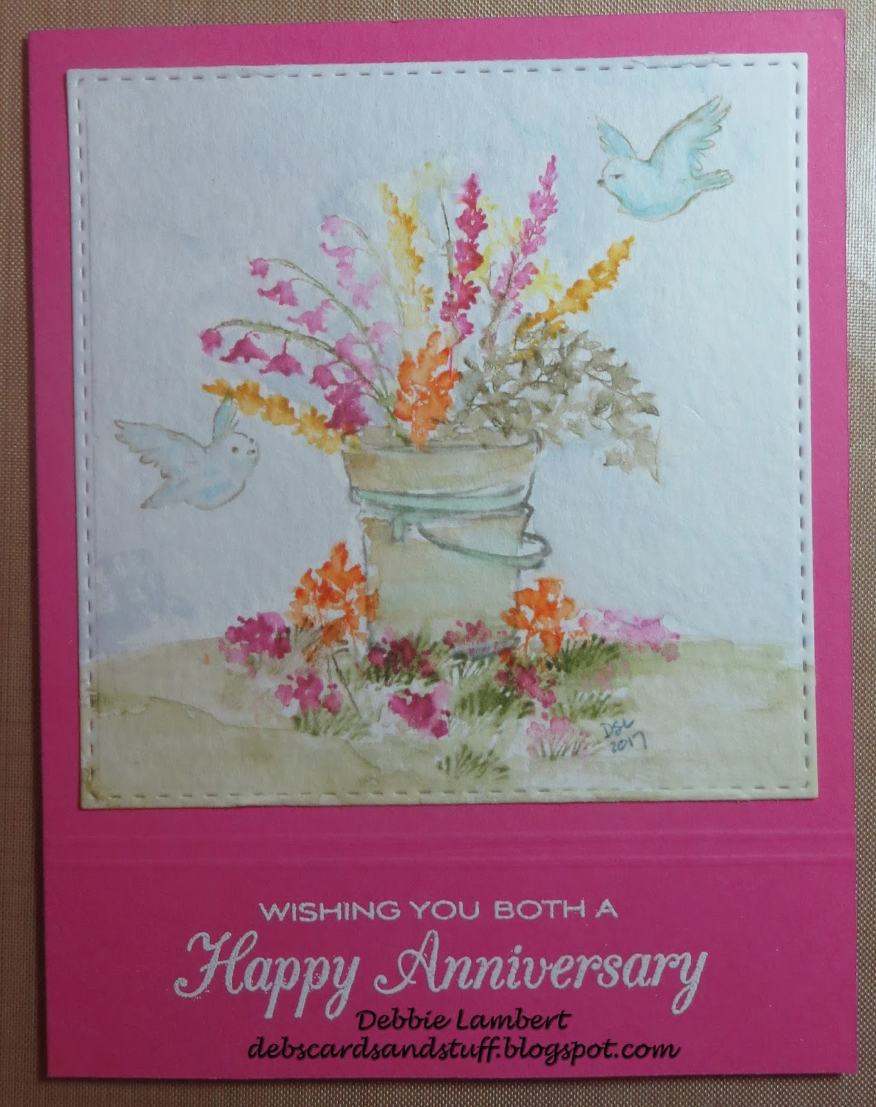 Debbies Creations: Art Impressions Watercolor Anniversary Card