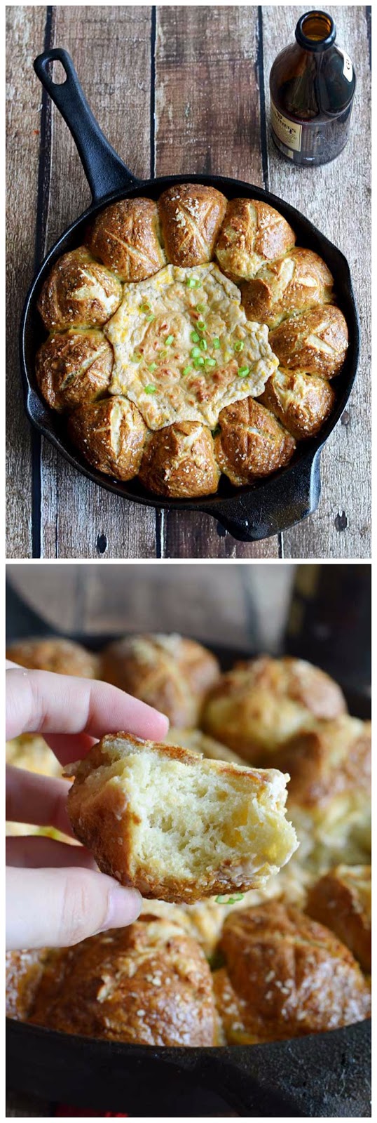 PullApart Pretzel Skillet with Beer Cheese Dip Chopped Jalapeno