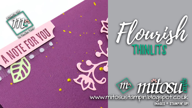 Stampin' Up! Flourish Thinlits Card Idea. Order Craft Products from Mitosu Crafts UK Online Shop