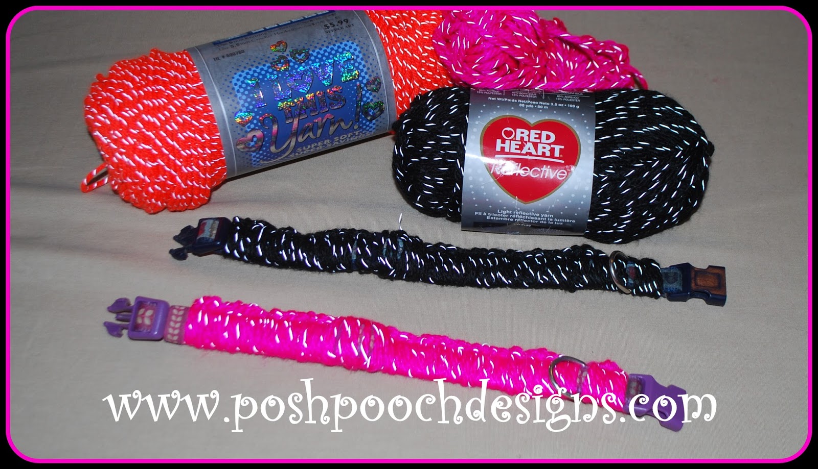 Posh Pooch Designs Dog Clothes Reflective Yarn Dog Collar