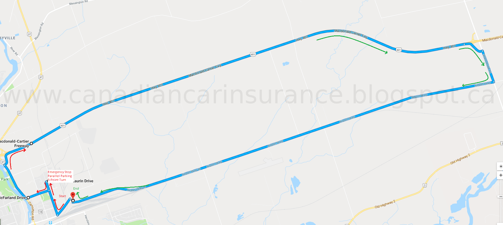 Bellville G Road Test Route 1 Maps