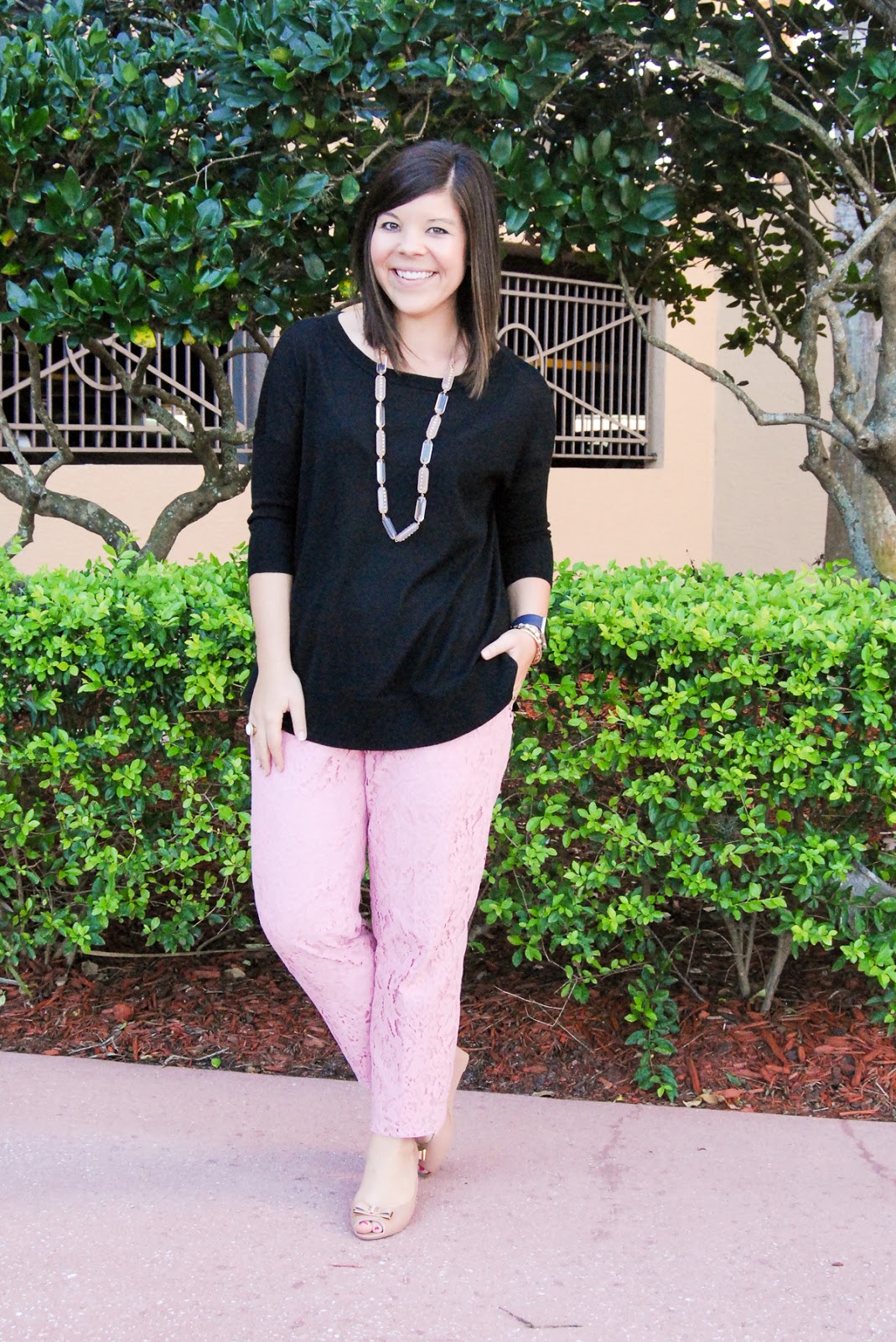 Workweek Chic Lace Pants Girl Meets Bow