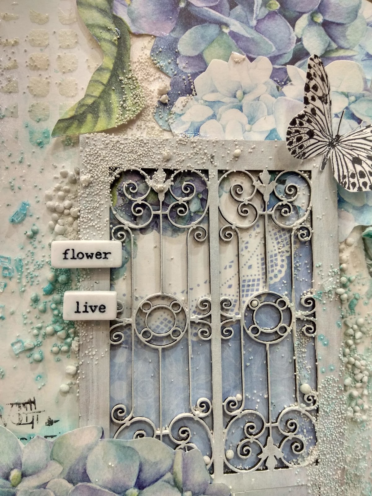 Dress My Craft Mixed Media With Hydrangea Lawns Start to Finish.