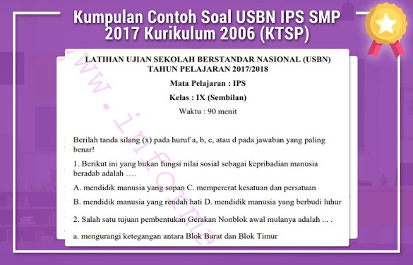 Kumpulan Pola Soal Usbn Ips Smp 2017 Kurikulum 2006 (Ktsp)