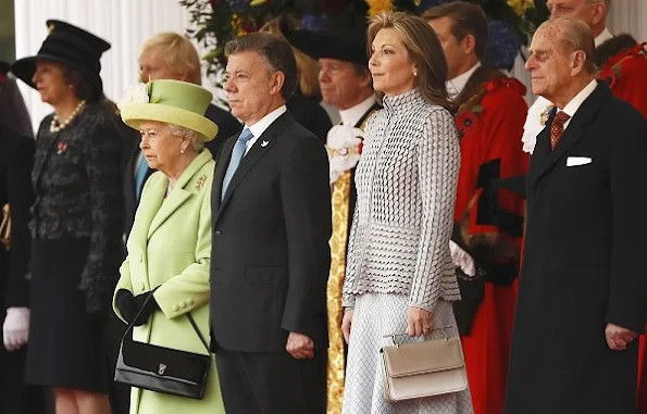 Queen Elizabeth, President Juan Manuel Santos, Maria Clemencia Rodriguez, Prince Philip, Prince Charles, Camilla, Duchess of Cornwall