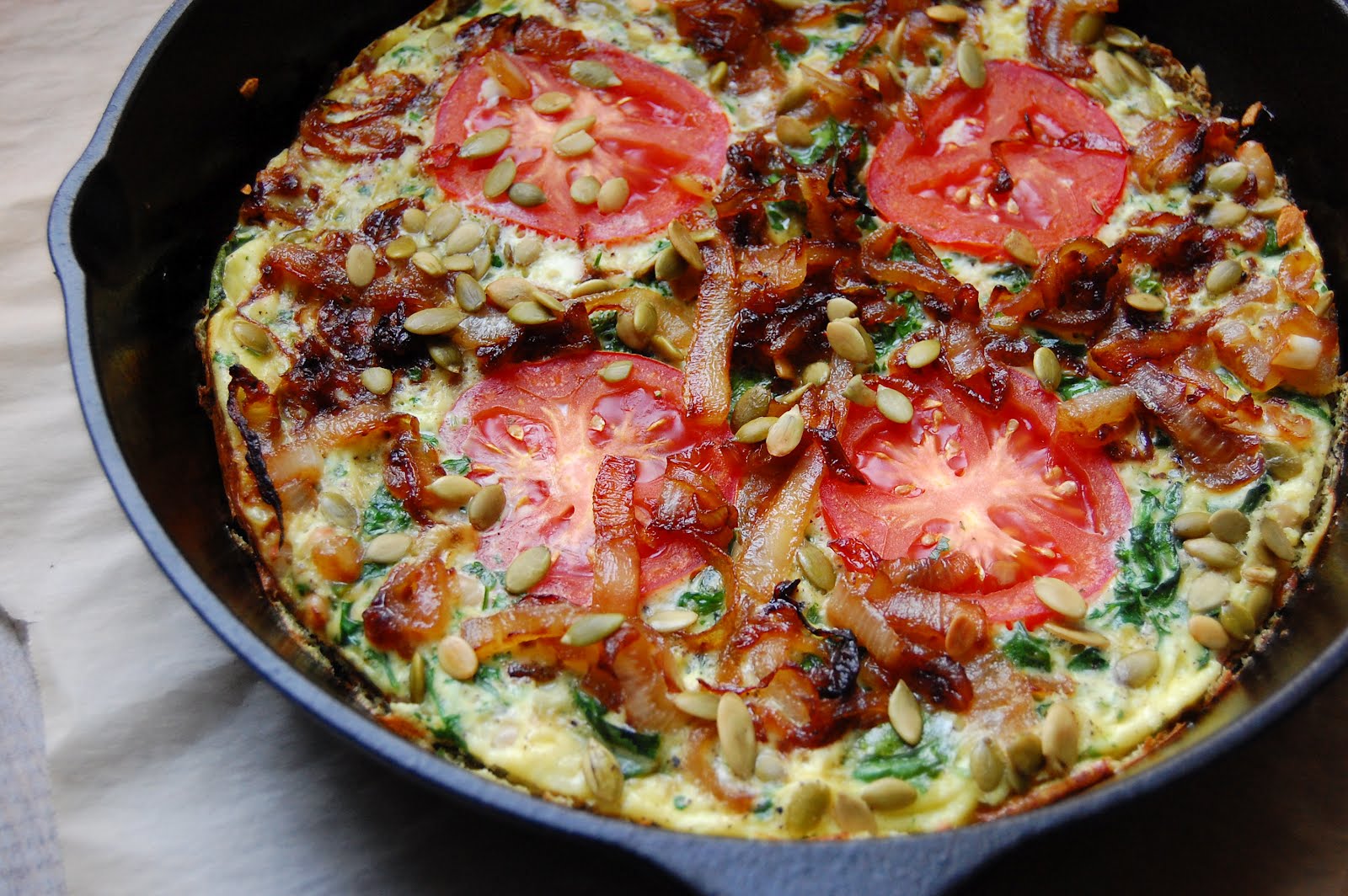 palate/palette/plate Spinach Frittata with Caramelized Onions