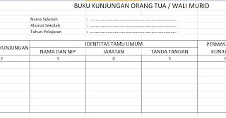 Contoh Buku Kunjungan Orang Tua Siswa/ Wali Murid - 36 Administrasi
