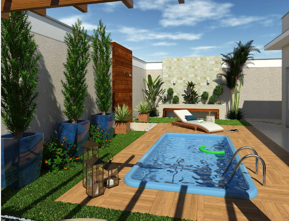 101 planos de casas: Sueña con una piscina en su pequeño patio