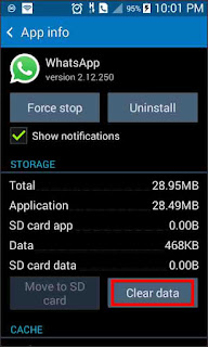 Clearing whatsapp application data Clearing whatsapp application data