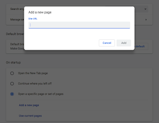 Setting your start page in Google Chrome.