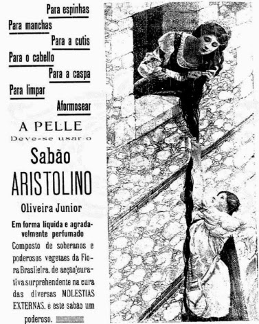 Propaganda do Sabão Aristolino em 1908 que usou Rapunzel no enredo.