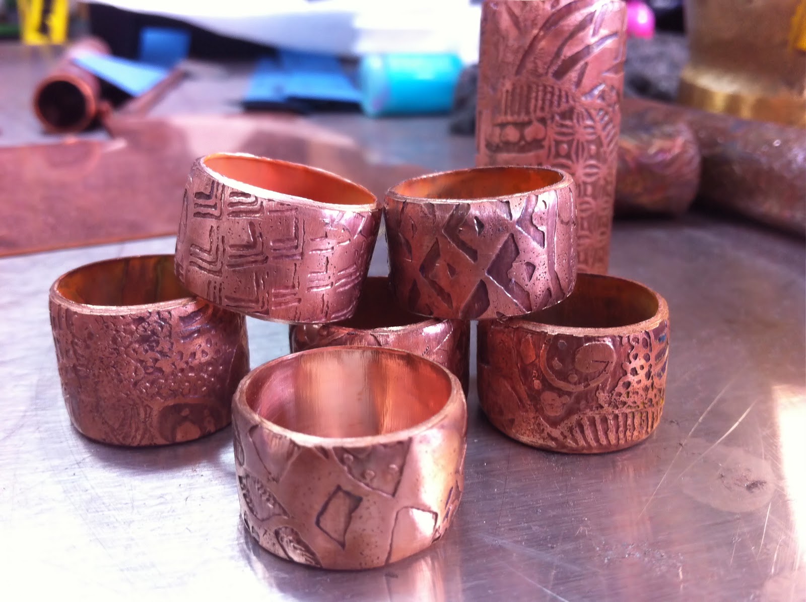 Etched Copper Pipe Rings