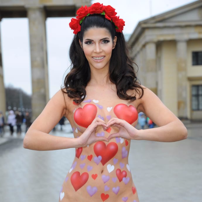 Weird, Micaela Schaefer naked again - this time a heart-shaped tattoo nipples