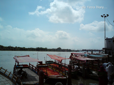 Boats stacked up at the Yamuna River Ghat, Mathura