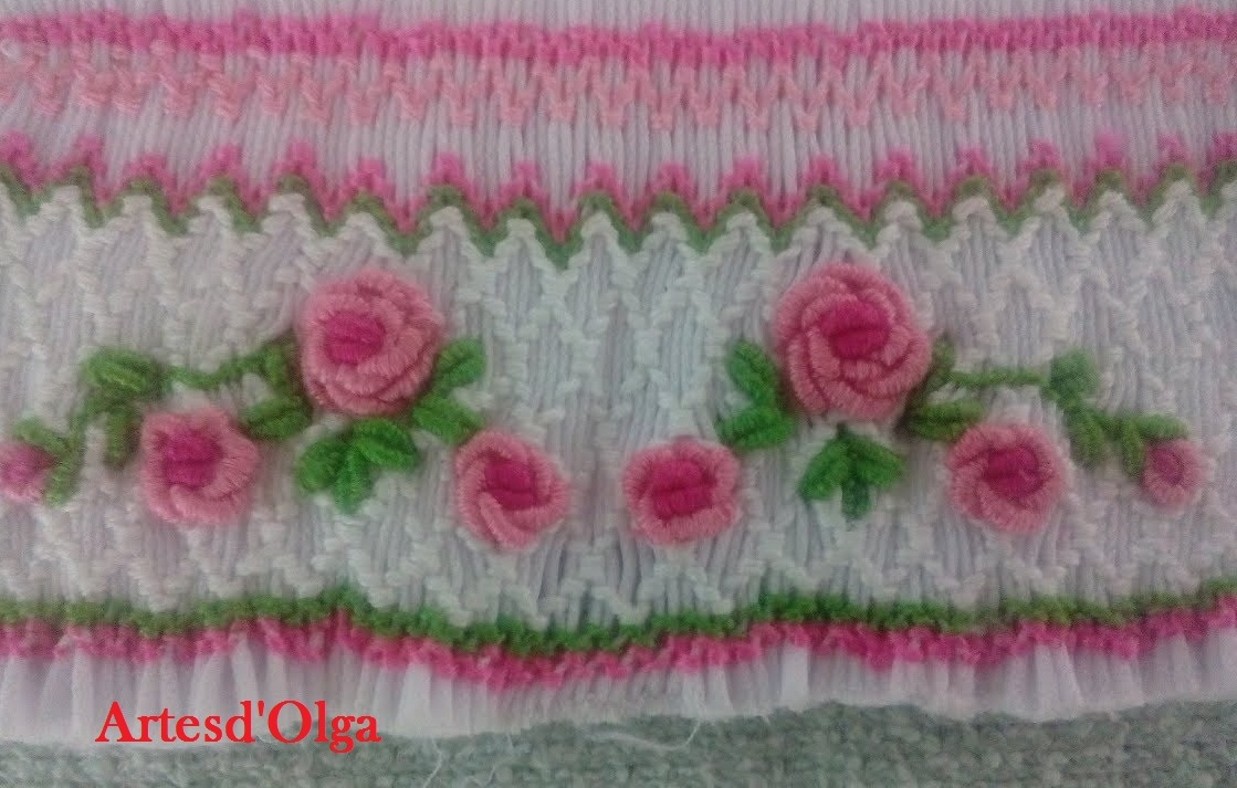 Artesd'Olga: Rosas bordadas en puntada rococó - Forma 2