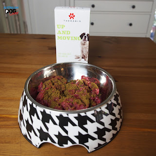 Therabis Up and Moving powder supplement added to dog's dinner of raw kangaroo mince