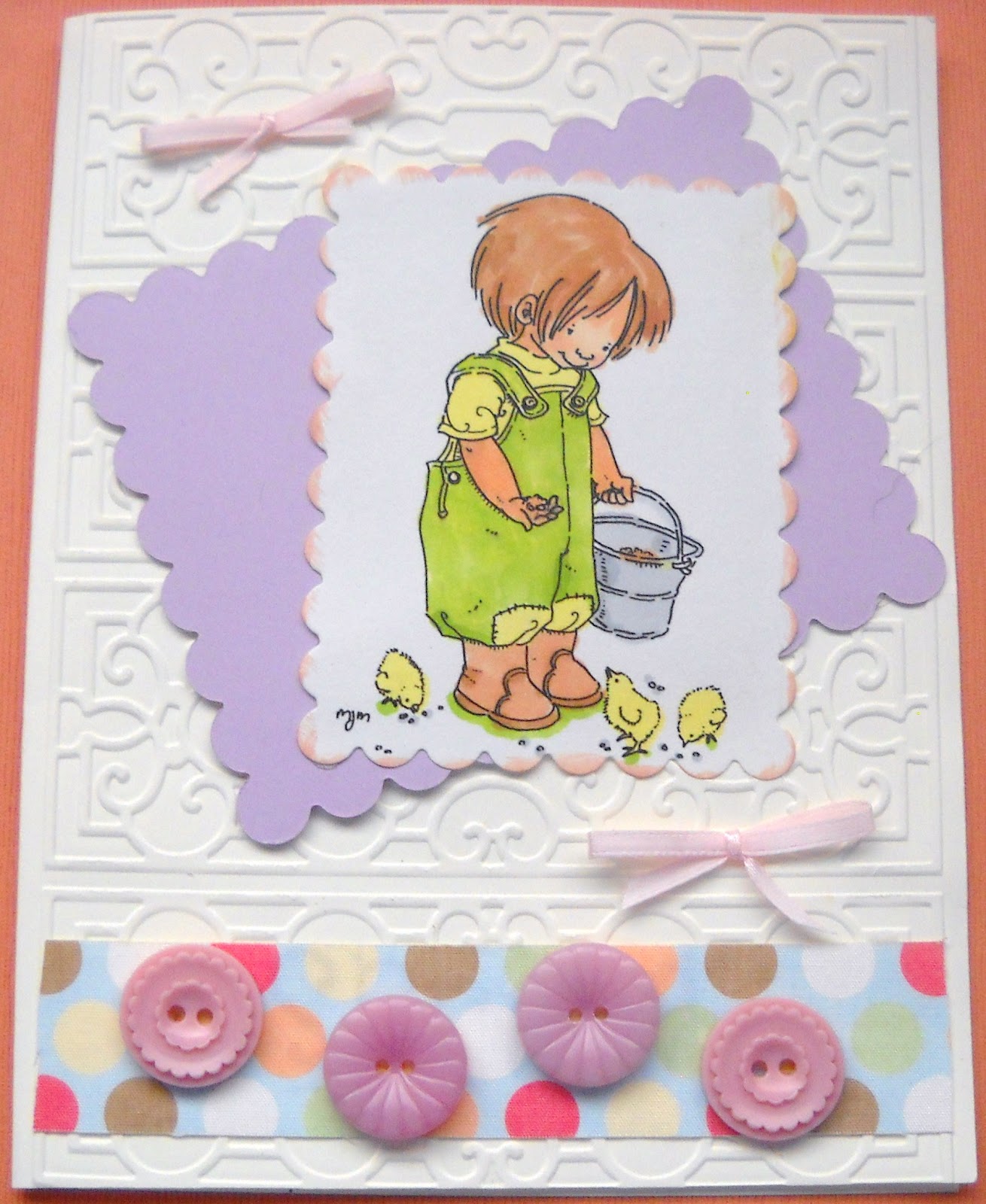 Janette Fuller: Handmade Spring Card With Buttons and Bows