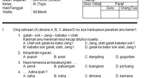 Soal Pg Bahasa Sunda Kelas 12 Beserta Jawabannya web