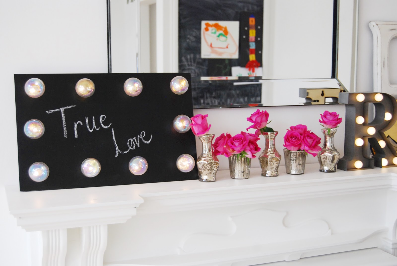 Chalkboard light sign Brick Dust & Glitter
