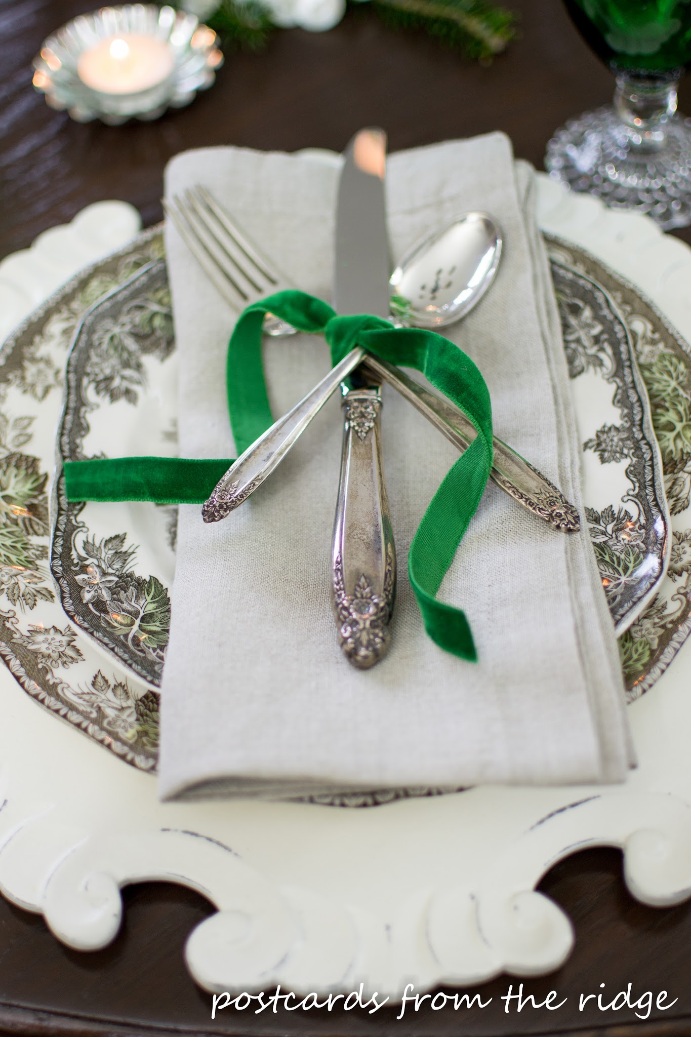 Holiday Tablescape Ideas using vintage items.