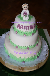 Pasteles MG: Tarta de Bautismo personalizada para niña.