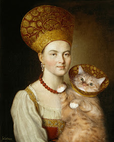 Argunov's portrait of an unknown woman with fat cat
