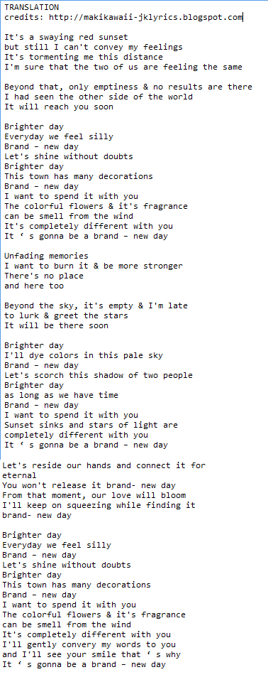 Keita Brand New Day Lyrics Translation