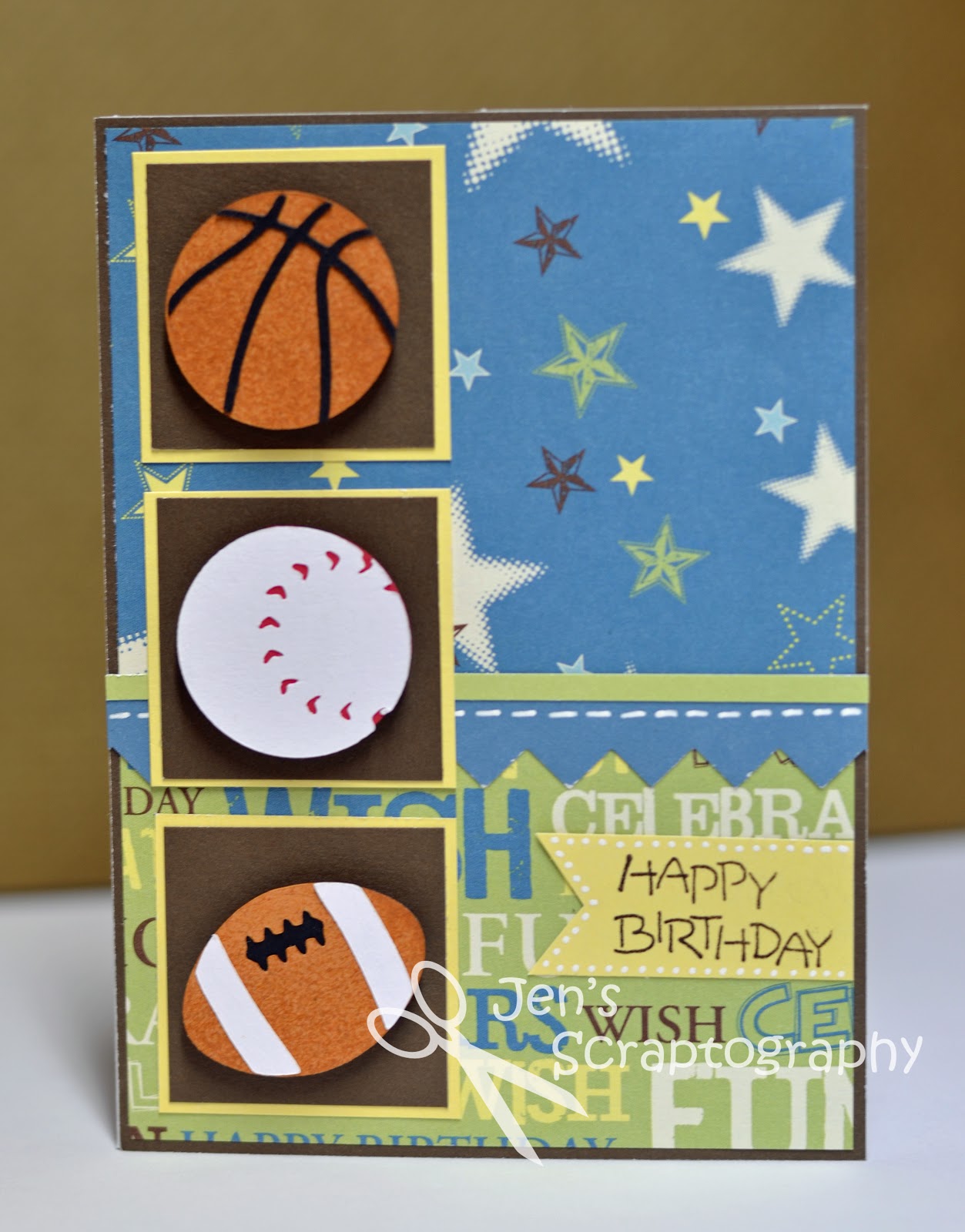 Jen's Scraptography Sporty Birthday Card