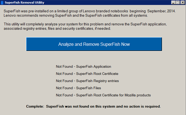 Lenovo Admits and Released an Automatic Superfish Removal Tool