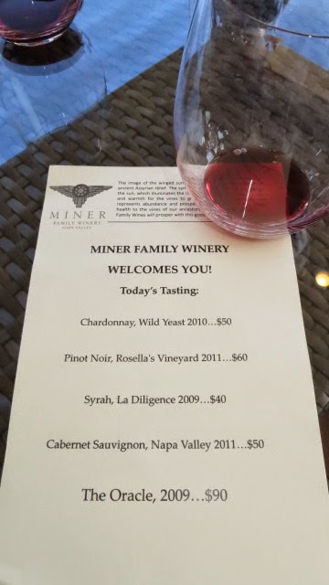 Miner Family Winery tasting menu