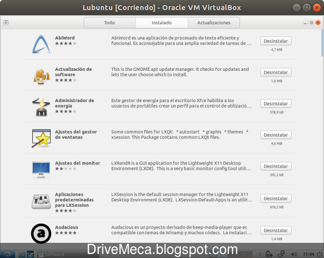 Usando la opcion Instalado podemos ver el listado de software que podemos eliminar Usando la opcion Instalado podemos ver el listado de software que podemos eliminar