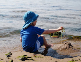 So macht Lernen Spaß: Ein Picknick mit Zahlenkeksen am Strand. Die Kinder planschen gern im Meer, das macht Hunger und Appetit!