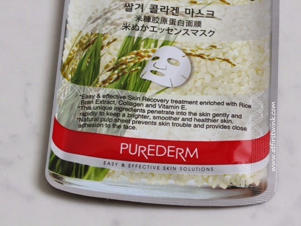 Purederm Rice Bran Collagen Mask review