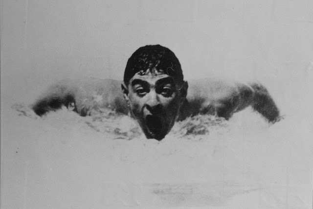 Olympic swimmer and Holocaust survivor, Alfred Nakache, in action Olympic swimmer and Holocaust survivor, Alfred Nakache, in action