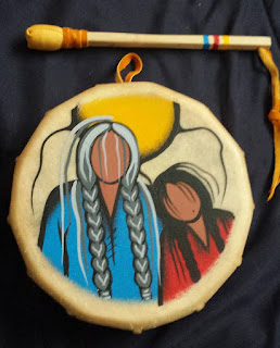 A personal story related on a hand drum by Woodland painter Simone McLeod