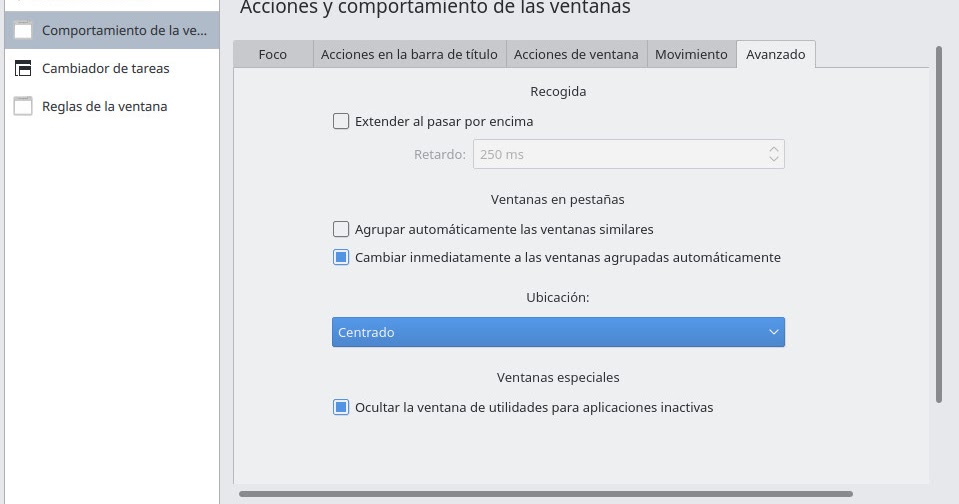 Amartizando: Ventanas en el centro de la pantalla de KDE.