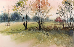 watercolor landscape farm demo down class finished almost