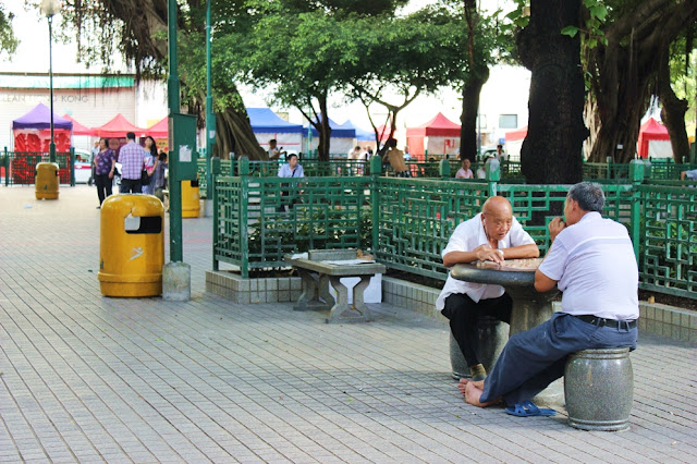 Schachspielen, alte M&auml;nner, Parks in Hong Kong, Mongkok