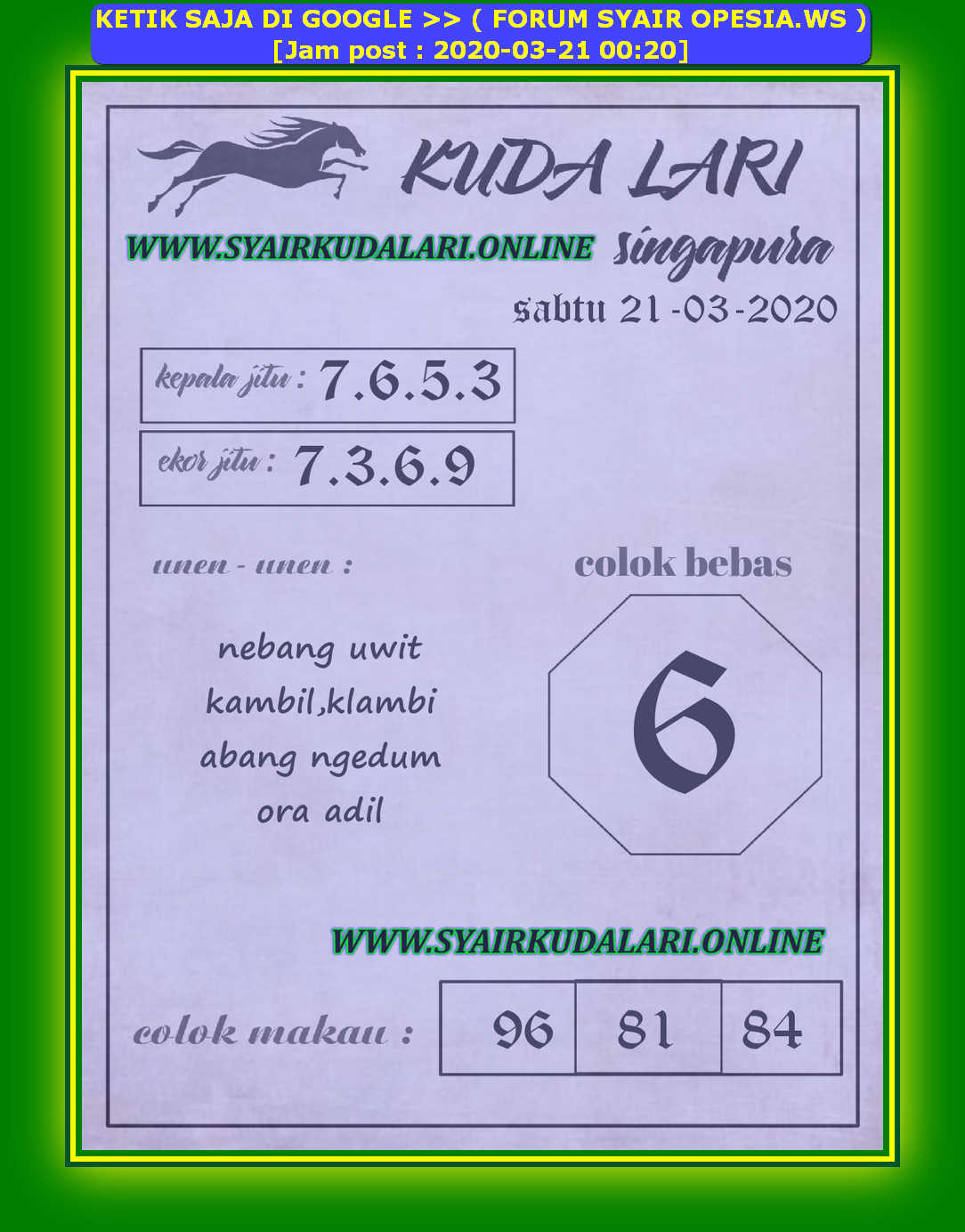 Syair Kuda Lari Hk