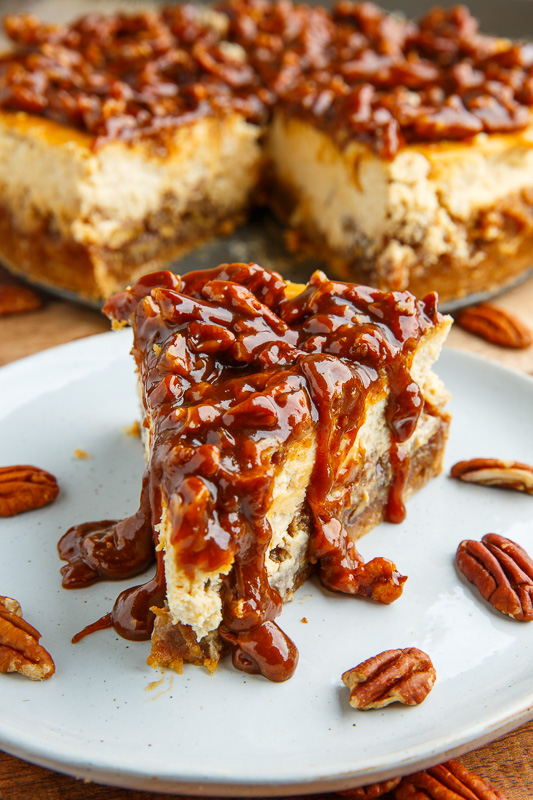 Pecan Pie Cheesecake with Pecan Caramel Sauce on Closet Cooking