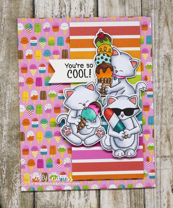 Cats and Ice Cream Card by Holly Endress | Newton's Summer Treats Stamp Set by Newton's Nook Designs #newtonsnook #handmade