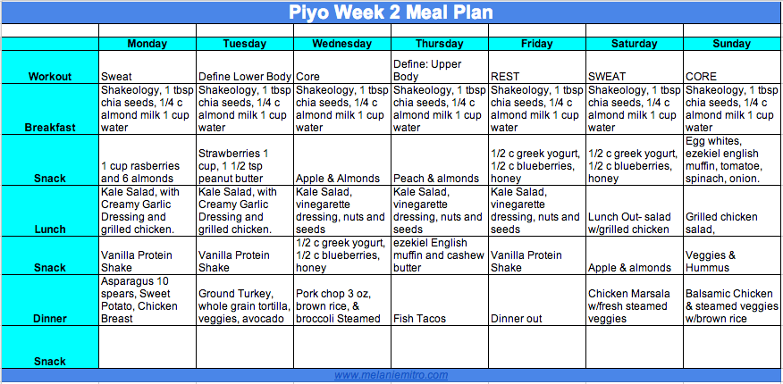 Committed to Get Fit: Week 2 Piyo Meal Plan and Progress Update