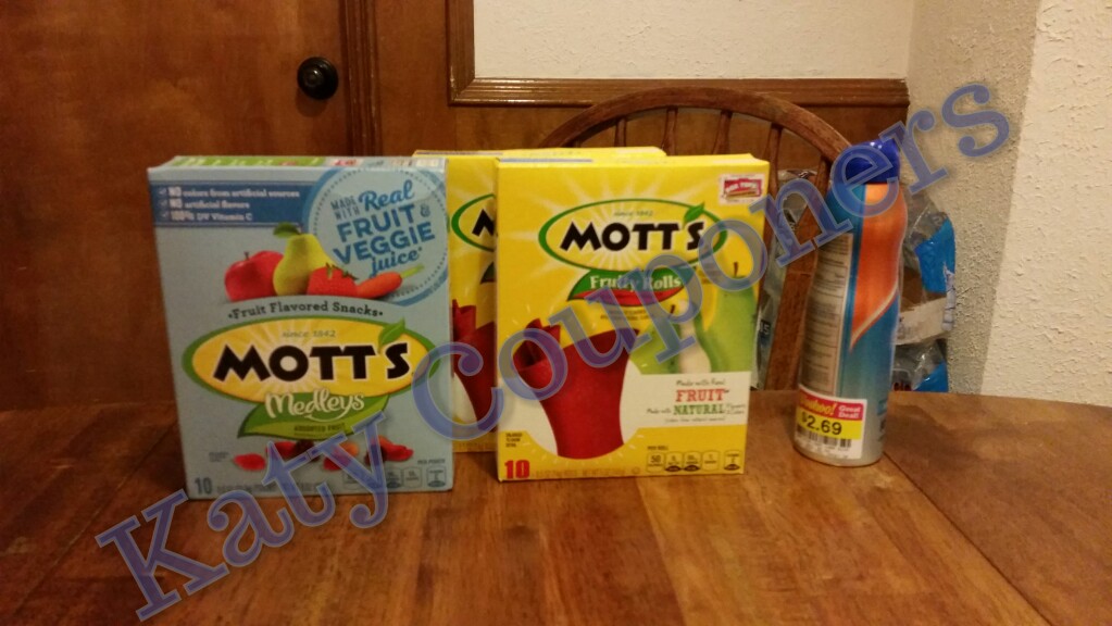 katy couponers Kroger Great deal on Mott's fruit snacks