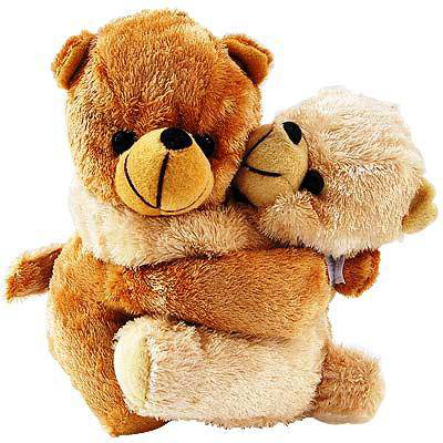 Hugging teddy bears