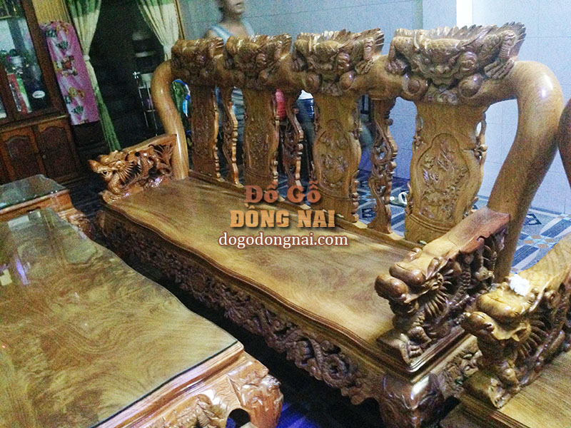 Salon phòng khách tay 12, 10 món (Hàng Tuyển) - Gõ Đỏ 100% - 9