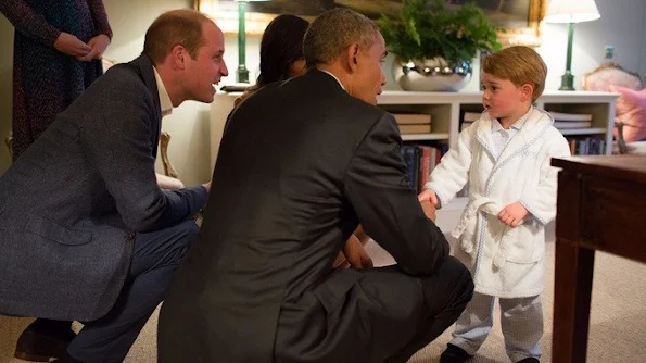 Prince George stayed up late to meet US President Barack Obama