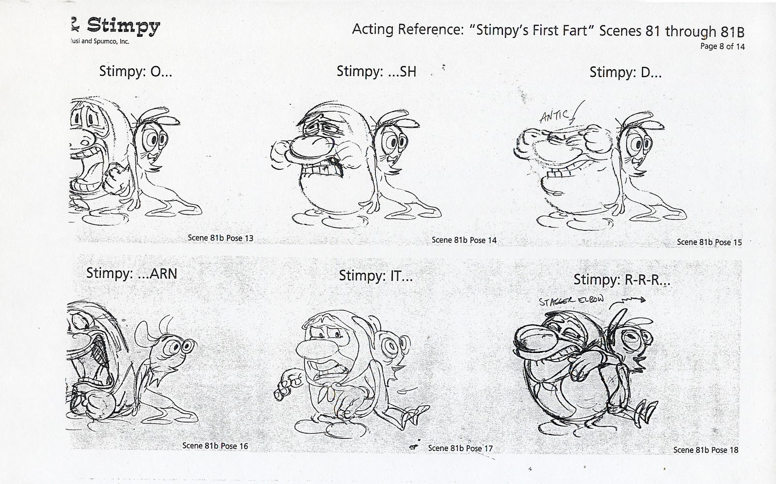Flooby Nooby Ren & Stimpy Acting Reference Stimpy’s First Fart
