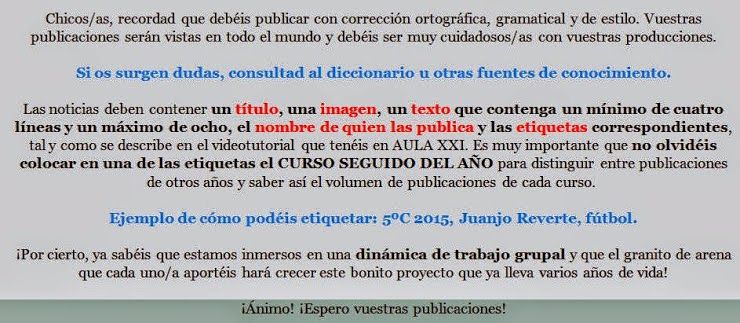 ¡INFORMACIÓN DE LECTURA OBLIGATORIA ANTES DE PUBLICAR!